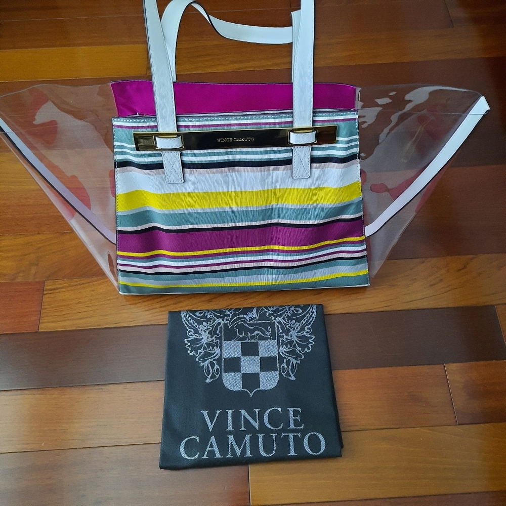 Vince Camuto Clear Tote Handbag, Pink Combo